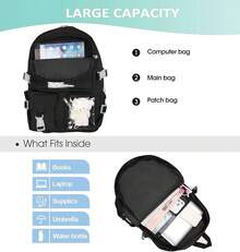 Kawaii Backpack For Teen Girls, Cute Aesthetic High Middle School College Bookbag With Accessories, Beige - Dark Black - 查看 4