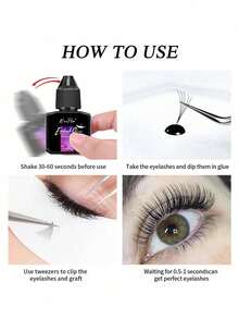 5ml/12ml Eyelash Glue Eyelash Extension Supplies Black Lash Extension Eyelash Adhesive Strong Hold Drys In 0.5-1s With 6-7 Weeks Retention By Existing Beauty Lashes For Beginners To Use At Home And Cluster Lash DIY - màu đen - Xem 3