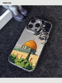 1 个金色屋顶建筑图案手机壳，磨砂防摔保护相机手机套，兼容 11、12、13、14、15、16 Pro Max、X、XS、XR、16E、15 Plus、Galaxy A03、A05、A05S、A12、A14、A15、A32 4G/5G、A35、A52/A52s 5G、OPPO A16、A17、A36、A57 4G、A58 4G、A60、A78 4G、A94、A95、Realme C21Y、C30、C35、C53、C67 4G、Vivo Y02、Y02s、Y03、Y18 4G、Y17s、Y20、Y21 防水防震防刮