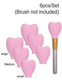3pcs/Set Heart-Shaped Silicone Makeup Brush Protectors, Anti-Dust Storage & Protection Case, Brush Guards To Prevent Frizz,Makeup Brush Dust Protective Cover, Suitable For Travel, Vacation,Makeup Table, Dormitory,Ideal For Women, Daughters, Sisters, Teachers