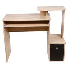 Bakaji 書桌配有布藝抽屜、頂架、書櫃和拉出式鍵盤托架、工作台、電腦支架、MDF 木材、家庭辦公家具、兒童臥室 - 原木色 - 查看 3