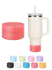 兼容斯坦利杯配件保护性闪亮硅胶靴套，兼容 20-40 盎司的玻璃杯和 12 盎司-24 盎司的瓶子，闪光减少凹痕套筒盖适用于更多瓶子/玻璃杯底部 2.83-2.95 英寸 - 彩色 - 查看 20