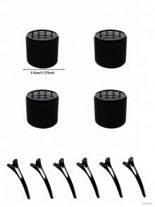 10 件（4 个卷发器和 6 个夹子）巨型卷发器卷发器带夹子的大型卷发器，自握卷发器，适用于长/中/短发（带刘海），DIY 卷发器 2.56 英寸，情人节情侣礼物美发工具，美发套装，美发工具套装，发饰，美发工具 - 黑色 - 查看 13