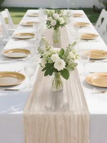 1/6/8/10 buc, șervețel de masă din tifon, 10 picioare (aproximativ 3 m), față de masă roz-maro, potrivită pentru mese, material din șifon, 35 x 118 inci (aproximativ 90 x 300 cm), șervețel de masă boem, decor rustic, șervețel transparent, potrivit pentru nuntă, ziua de naștere, petrecere de mireasă (roz-maro)