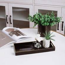 Black Vanity Tray With Handles, Decorative Tray Desktop Storage Organizer For Bathroom, Living Room, 5.9"*13.7",9824640