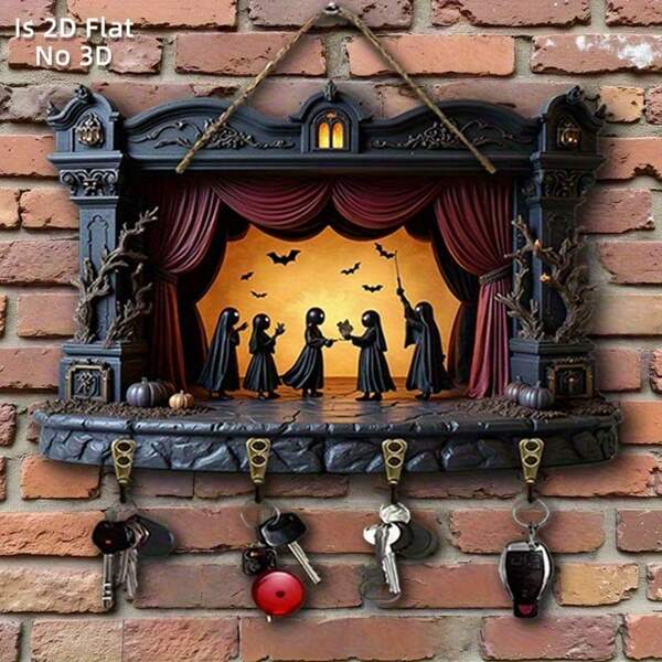 New Halloween Wooden Flat Decor Ornament Key Holder