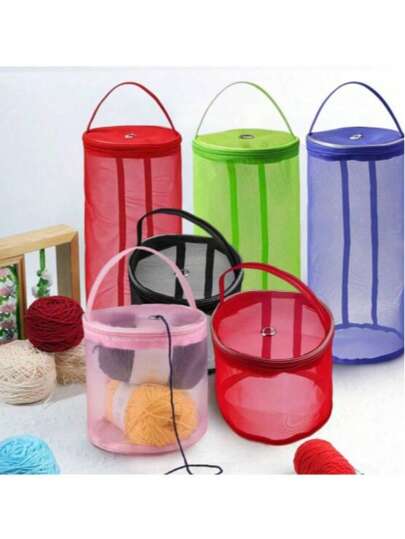 1pc Colorful Multi-Size PVC Mesh Yarn Storage Bag, DIY Knitting Tool Crochet Thread Organizer