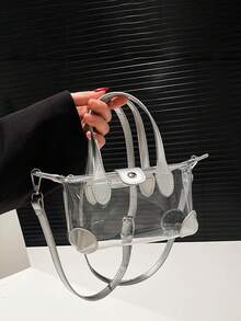 Nuevo bolso de mano de mujer de material de PVC tipo gelatina, bolso tipo dumpling de gelatina, bolso de moda tipo tote, con correa de hombro ajustable y transparente, adecuado para salidas diarias, reuniones con amigos, sesiones de fotos, gran recomendación de regalo