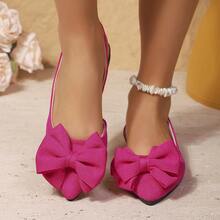 Women's Fashion Cute Bow Decor Adjustable Flat Pointed Toe Sandals - Hot Pink - View 3