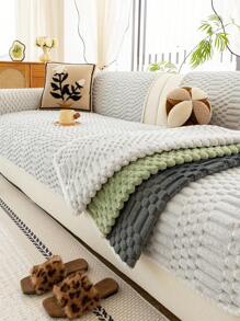 1pc Thick Plush Solid Color Sofa Cushion Cover, Non-Slip Washable, Modern Minimalist Home Decor Pet-Friendly, Soft & Comfortable Furniture Protector Pad For Bedroom, Office, Living Room (Excluding Backrest, Armrest, Pillow Cover)