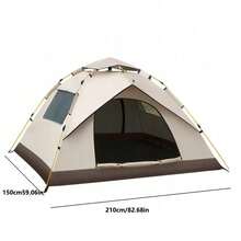 Camping Tent Automatic Opening Design With 2 Mesh Windows Dome Structure Sturdy Tent Poles UV-Proof 2-3 Person With Storage Bag - Cream - View 6