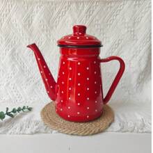 1 pièce Cafetière en émail vintage 1,2 L, bouilloire à verser à la main, théière de maison, pot d'eau froide, pot à huile, théière et cafetière de restaurant rétro en émail, décoration en émail, cafetière à verser à la main en émail épais, bouilloire en émail, pot à huile de cuisine