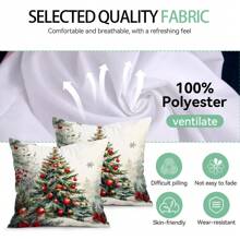 2pcs Christmas Tree Printed Pillow Cover Set - Peach Velvet Pillow Case 45*45cm