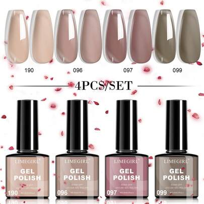  LIMEGIRL 4-Color Gel Nail Polish Set, Seasonal Color Series, Long-Lasting And Durable, Soak-Off Gel Nail Polish Set, DIY Manicure Set, Salon & Home Manicure Gift, For Women Nails