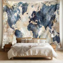 1 件涤纶世界地图挂毯壁挂，适合客厅、卧室的家居装饰艺术，复古航海指南针地球仪地理教育纺织海报，波西米亚风格世界美学氛围礼物 - 地圖5 - 查看 9