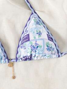 女士性感印花比基尼上衣 - 彩色 - 查看 1