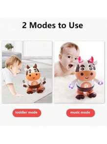 Jouet de danse de vache électrique pour enfants avec musique et lumière, jouet d'apprentissage de la petite enfance, cadeau d'anniversaire, cadeau de Noël (3 piles AA non incluses) (certaines pièces sont envoyées au hasard)