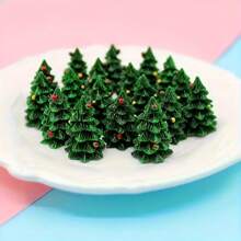 10/20个树脂迷你圣诞树装饰品，无需电源或灯泡，非常适合节日装饰、圣诞配件、圣诞礼物、DIY工艺品、迷你手机壳、节日装饰品、礼品、节日饰品 - 綠色 - 查看 3