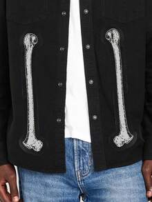 2 Pairs Large Long Bone Patches - Mysterious Long Bone Patches, Skull Patches, Punk Patches, Goth Patches, Witch, Horror Sewn Patches, Skull, Voodoo DIY Decoration Cuttable Patches, Iron/Sewable, Suitable For Clothing, Backpacks - 彩色 - 查看 6