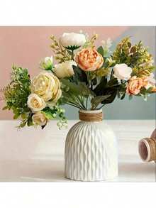 Jarrón de plástico sencillo y práctico, ideal para exhibir flores artificiales, ideal para decoración del hogar y organizador de escritorio, ideal para flores secas o artificiales, ideal para decorar escritorios o estanterías.