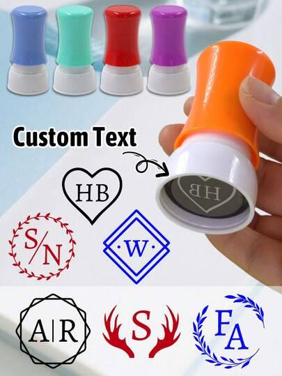 LICVIC Custom Stamp,Name Stamps Personalized,Customized Wedding Stamp,Customizable Letter Cylindrical Stamp,Birthday Gifts,Wedding Gifts,Valentine's Day,Anniversary,3 Ink Colors,Bride And Groom,Parties,Various Shapes,Multipurpose,Reusable,Envelopes,School Bag,Invitation,Bridesmaids,Men,Women