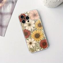 Custodia per telefono: adatta per serie 16/15/14/13, custodia per telefono sottile, tocco morbido, protettiva, custodia per telefono in TPU con stampa a motivo di ramo di girasole, compatibile con custodia per 17, custodia per 17 Pro, custodia per 17 Pro Max - Colore misto 1 - Visualizzare 4