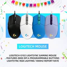 Logitech G102 Light Sync Wired Gaming Mouse With RGB Lighting, Gaming Grade Sensor, 8000 Dpi Light Weight For PC Laptop Gamer