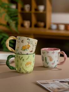 花园动物马克杯 - 陶瓷咖啡杯和茶杯，适用于热饮/冷饮 | 非常适合家庭、家庭聚会、餐厅、办公室和学校 | 理想的节日礼物、生日礼物和返校礼物 - 彩色 - 查看 4