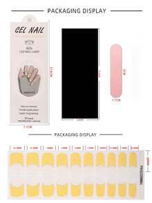 20 miếng dán móng tay gel UV bán khô của Pháp bóng bẩy toàn diện, cần phải được làm khô dưới ánh sáng, có thể sử dụng để cải thiện móng tay chất lượng tại tiệm, có thể đeo trong hơn 10 ngày - Màu vàng - Xem 4