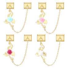 Pulseira modular italiana DIY com pingente duplo, decorada com coração, pentagrama, sol e borboleta. Ideal como presente para amigos e casais, perfeita para Natal, Ano Novo, Halloween e Dia dos Namorados. Design charmoso, joia em aço inoxidável, produto local, prático e moderno. Essencial para o Natal e o Halloween. Tom outonal sóbrio. Estilo natalino. - Fundo dourado duplo pendurado - Ver 5