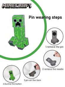 Microsoft Minecraft 我的世界苦力怕金属胸针珐琅徽章 1个 我的世界周边个性化创意徽章 时尚趣味收藏品 时尚别针饰品 可爱配饰别针 可用于外套、包包、布艺铅笔盒、连衣裙等 实用生日礼物 官方授权 - 綠色 - 查看 5