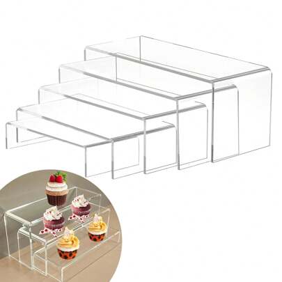 Acrylic Display Risers, 3/6/9Pcs Rectangular Risers Display Stands, Thicken Display Stands For Vendor Events, Acrylic Shelves For Display, Cupcake, Perfumes