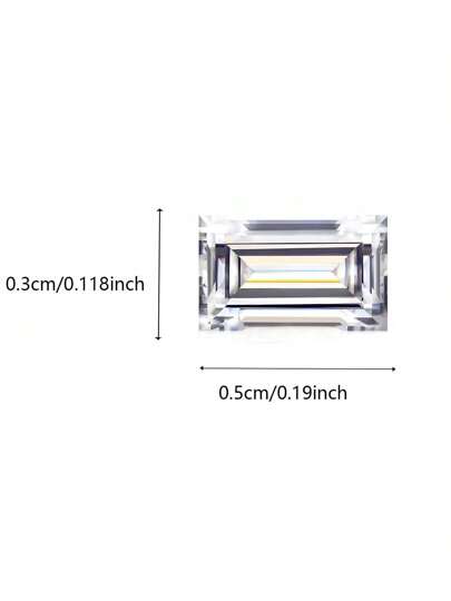 2x4-3x5mm 1pc/0.15-0.5ct White Rectangular Right Angle Emerald Cut Synthetic Moissanite Loose Stone Suitable For Jewellery Settings Nails Diy Rings Chains Earrings Accessories