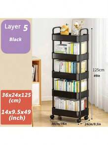 1pc 2/3/4 Layer Trolley Storage Rack, Bedroom Storage Rack, Family Kitchen Mobile Storage Rack, Multi-Layer Trolley Shelf Easy To Assemble, And Movable Tires, Which Can Be Used As Multifunctional Storage Cabinets, Tire Hooks, Kitchen Vegetables, Bathroom Clothes, Study Books And Living Room Snacks.