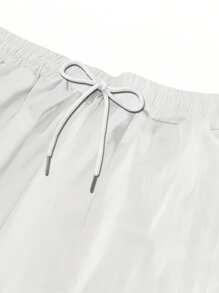 Men's Casual Straight Leg Pants, Lightweight Fabric, Elastic Drawstring Waist, Regular Fit, Fall - White - View 6