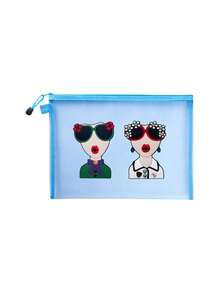 1pc Multi-Color Mesh Bag With Creative Goddess Head Pattern, Charger Storage Bag, Lightweight, Large Capacity, Multi-Function Storage Bag, Travel Toiletry Bag, Suitable For Beach, Vacation, Travel, Picnic, Dating, Practical Digital Bag, Women'S Cosmetic Bag, Student Stationery Bag, Family Medicine Bag, Small Accessories Bag, Suitable For Gift Giving, Back To School Essential, Dormitory Storage - Multicolor - View 16