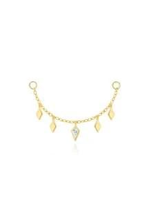 1pc 925 Sterling Silver Agate/CZ Earrings Chain Accessories 18k Gold Plated Earrings Connector Chain For Women Convertible Dangle Chain For Double Piercings