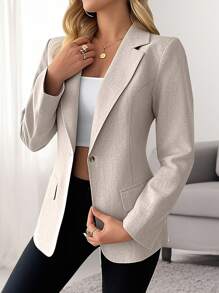 HOMEYEE Chaqueta de solapa de manga larga, casual, de negocios y profesional, adecuada para primavera, verano, otoño e invierno