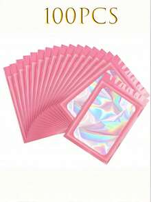 100 个透明窗口珠宝袋，渐变色珠宝密封袋，可重复使用，防尘防氧化，适用于戒指、耳环、项链、吊坠等珠宝、珠宝配饰整理、家居必需品、节日礼物。 - 彩色 - 查看 30