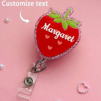 شارات شخصية مخصصة، نص مخصص، بكرة شارة شارة الفراولة القابلة للسحب، بكرة شارة العمل، بكرة شارة الممرضة، بكرة شارة كوكيت، بكرة شارة أنثوية، شارة وردية