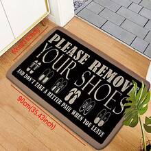 1 pieza Felpudo con diseño de letras "POR FAVOR, QUÍTESE LOS ZAPATOS", estilo minimalista moderno de poliéster rectangular grueso para decoración de entrada, absorbente y antideslizante, felpudo de bienvenida lavable a máquina para piso de cocina - Multicolor - Ver 14