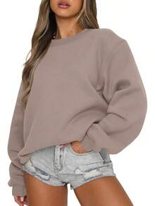 Womens Sweatshirts Oversized Crewneck Y2K Hoodies Fall Fashion 2025 Teen Girls Clothes Cute Winter Pullover Sweater - trắng - Xem 7