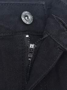 圣诞节超大宽松高腰哈伦喇叭牛仔裤，复古风，显瘦，韩版休闲黑色春季款 - 黑色 - 查看 6