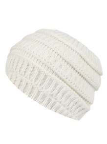 Damen Herbst/Winter Polyester Lässig einfarbige Strick Pferdeschwanz Beanie Mütze, einfach und modisch