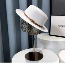 Straw Hat Large Brim Sun Hat, Woven Casual Beach Hat, Fashionable Personalized Solid Color Bohemian Polyester (Polyester) Windproof UV Protection Hat, Spring/Summer