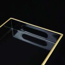 Black Vanity Tray With Handles, Decorative Tray Desktop Storage Organizer For Bathroom, Living Room, 5.9"*13.7",9824640