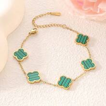 1 件手工抛光不锈钢三叶草花手链，适合女性日常佩戴和情人节、妈妈、母亲、母亲节、礼物 - 彩色 - 查看 9