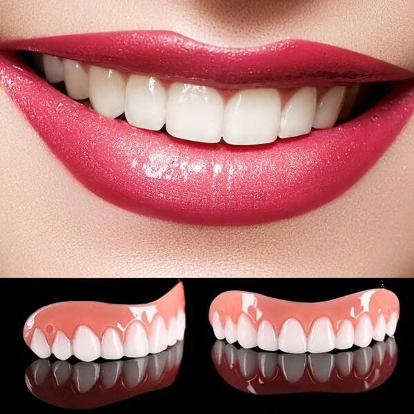 4pcs/Set New Upgrade Nonporous Upper And Lower Teeth Braces, Simulated Dentures, Perfect Smile Teeth Decoration