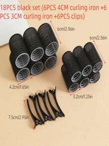 12/18/24 Stücke Lockenstab Haarwickler Set mit 12 selbsthaftenden Haarwicklern und 12 Edelstahlclips, geeignet für langes, mittellanges, kurzes, dickes und feines Haar, Pony und Volumen Locken, Haarstyling Set, Haarpflegewerkzeug, Schönheitsaccessoire Geschenk für Frauen