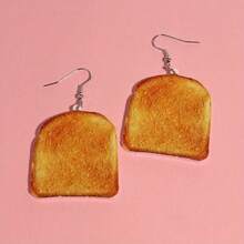 4 Pairs Of Acrylic Gourmet Pendant Earrings, Food-Themed Fried Eggs, Pizza, Toast, Bacon Designs, Cute And Unique Jewelry For Daily Wear, Party Accessories, The Perfect Gift For Food Lovers - 4 cặp - Xem 9